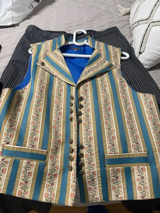 Chaleco fallero azul y dorado