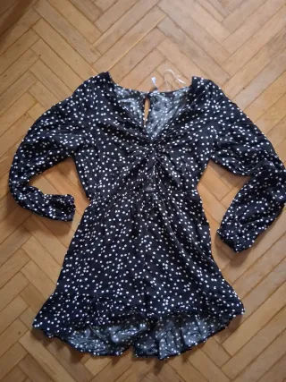 Mono negro lunares blancos manga larga