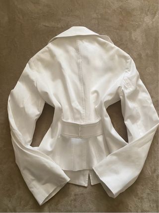 Giacca Blazer Bianca Vintage Smanicata con Cintura