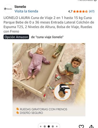 Cuna de viaje Lionelo con cambiador