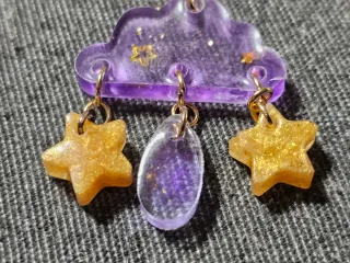 Pendientes Nube Morada con Estrellas y Gotas
