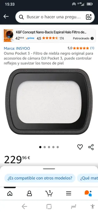 Filtro Niebla Negro Osmo Pocket 3 INSYOO