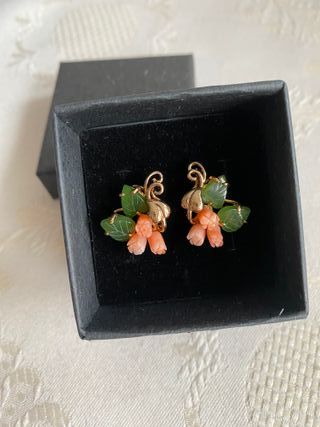 Pendientes Vintage de Coral y Jade NUEVOS