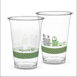 2xCajas de vasos+tapas 450ml take-away VEGWARE PLA
