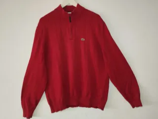 Jersey Lacoste Rojo Media Cremallera Talla 8