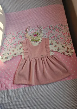 Vestido y diadema bebé niña talla 2 a 4 meses