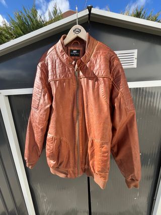 Chaqueta Cuero Sintético Marrón Talla L