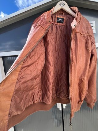 Chaqueta Cuero Sintético Marrón Talla L