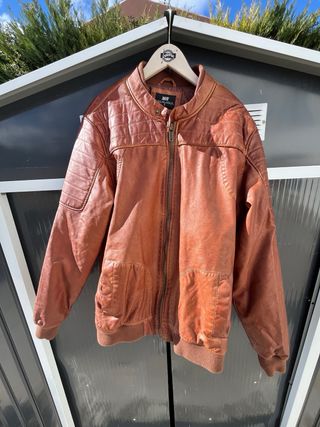 Chaqueta Cuero Sintético Marrón Talla L