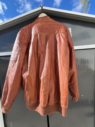 Chaqueta Cuero Sintético Marrón Talla L