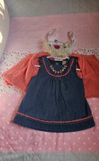 Vestido y cárdigan bebé niña talla 2 a 4 meses