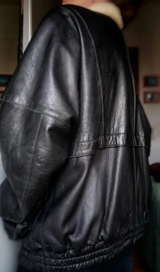 Cazadora Piel Aviador Vintage Negra