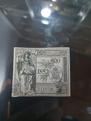 Sello fiscal 75 céntimos 1892