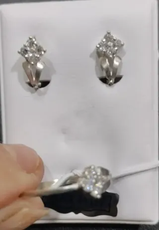 Juego Comunión Plata Circonitas Baño Oro