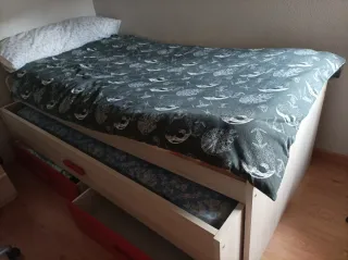 Cama nido, cama supletoria, 2 colchones, 90X 1'90