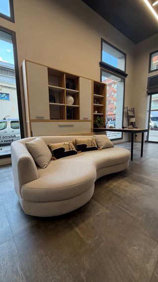 Sofá moderno tela beige y gris