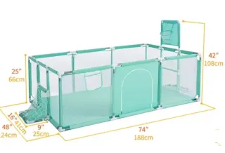 Parque infantil turquesa + alfombra+ anillas