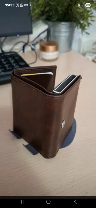 Cartera Tarjetero Armani Marrón y Plata