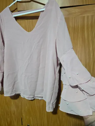 Blusa rosa manga acampanada talla M