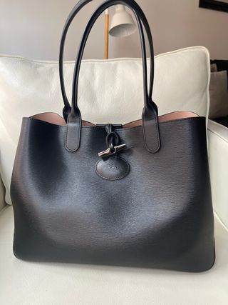 Bolso Longchamp Piel Reversible Negro/Rosa