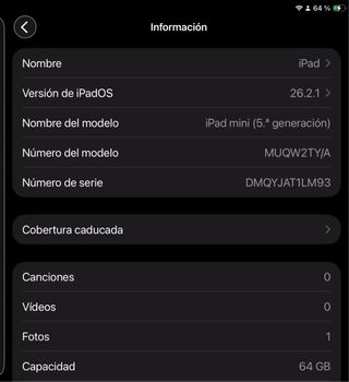 iPad Mini 5 Wifi 64GB Gris Espacial