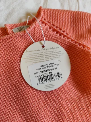 Conjunto bebé jersey coral y braga estampada