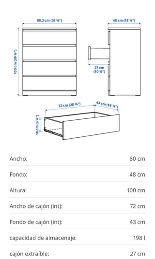 Cómoda Cajonera Ikea Madera Oscura
