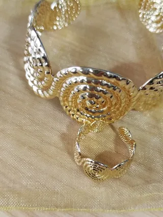 Set donna bracciale e anello etnico oro