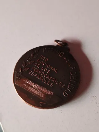 Medalla antigua cobre ferrocarril Fidelitas