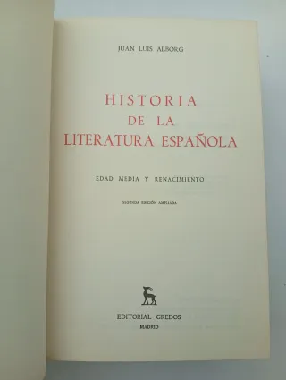 Libro historia de la literatura Española - Gredos