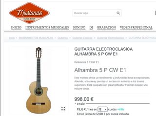 Guitarra Clásica Electrificada Alhambra 5P CT E1