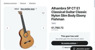 Guitarra Clásica Electrificada Alhambra 5P CT E1