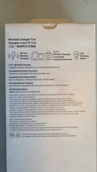 Carregador Sem Fio Samsung Trio EP-P6300