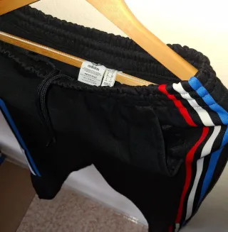 Pantalón Jogger Adidas Sudadera Negro Rayas Tricol