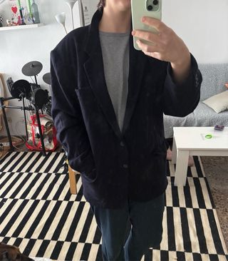 Blazer lana oversize azul marino