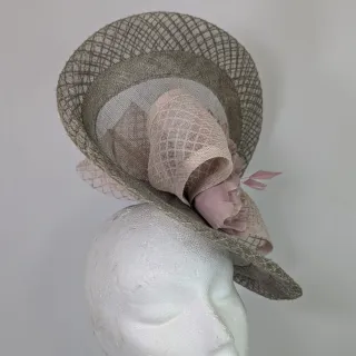 Tocado fiesta beige y rosa