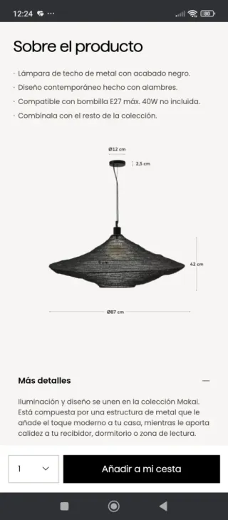 Lámpara de techo metal negra