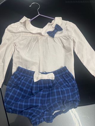 Conjunto bebé niña top y pololos 24m