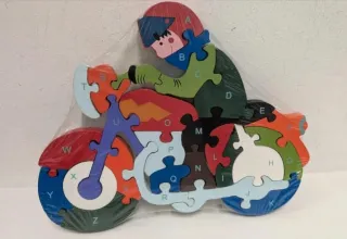 Puzzle Madera 3D Motociclista Letras ABC