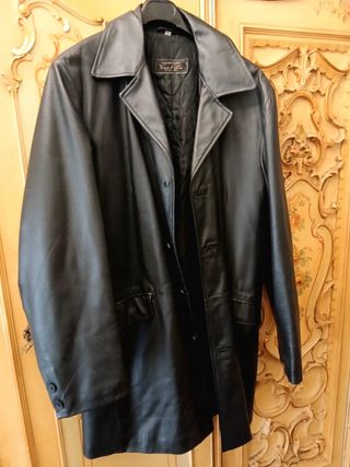 Trench uomo Vera Pelle  nero XXL