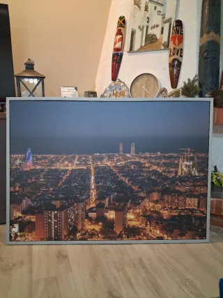 Cuadro Ciudad Barcelona Noche