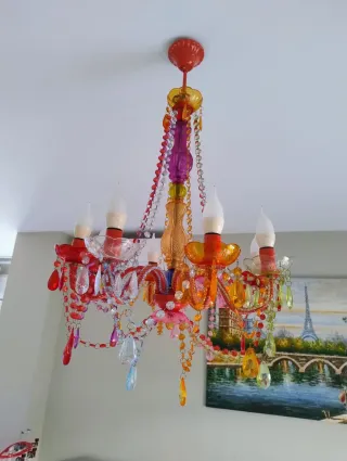 Lámpara lágrimas cristal y plástico multicolor