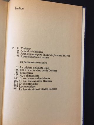 EL PENSAMIENTO CAUTIVO. Czeslaw Milosz.