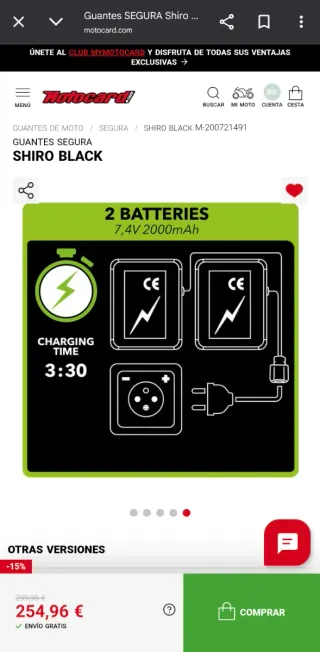 Guantes moto calefactables SEGURA Shiro Talla L