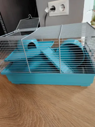 Jaula para Hámster Azul con casa y rueda incluida