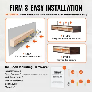 Mensola per Caminetto Galleggiante a Parete 60 x 8
