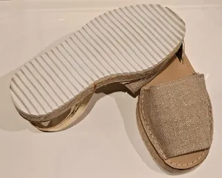 Sandalias Avarca Menorquina Mujer T37 Beige/Oro