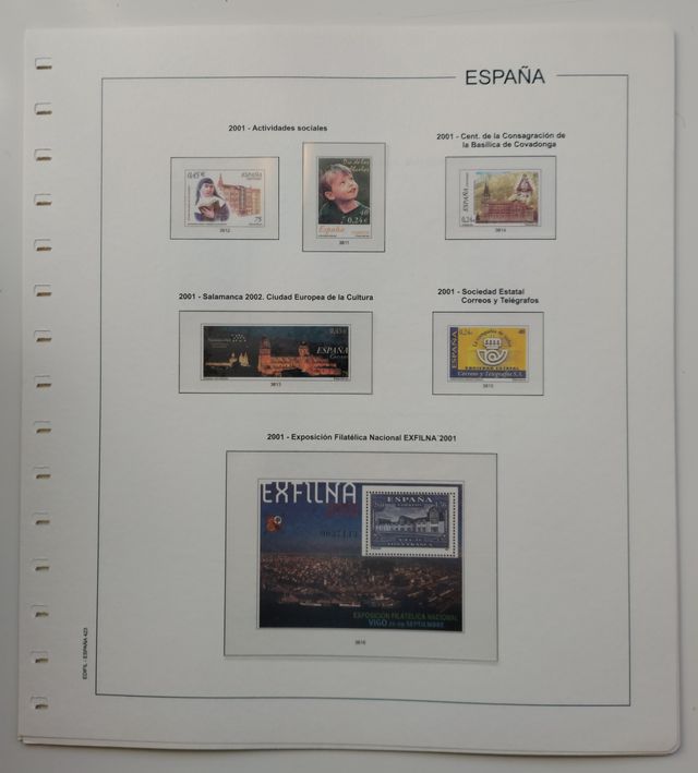 SUPLEMENTO EDIFIL 2001 SELLOS ESPAÑA ESTCH.TRANSP.
