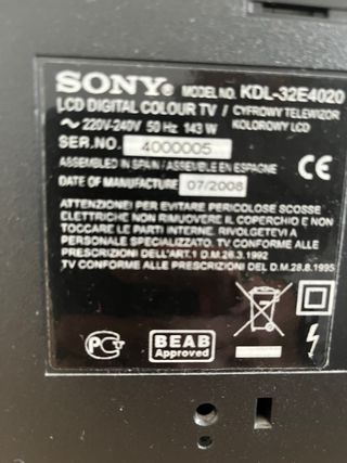 TV Sony Bravia 37 pulgadas