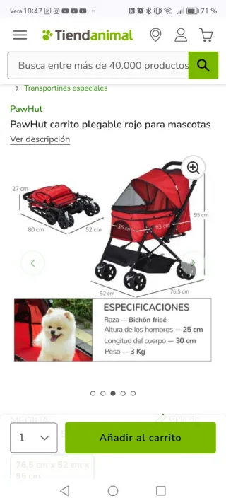 Carrito Plegable para Mascotas PawHut